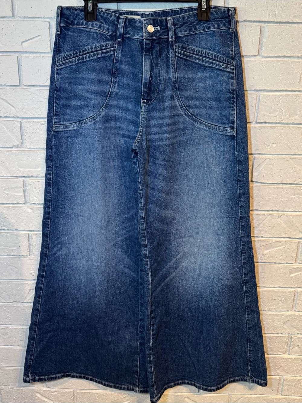 Pilcro High Rise Super Wide Leg Blue Jeans - Picture 3 of 13